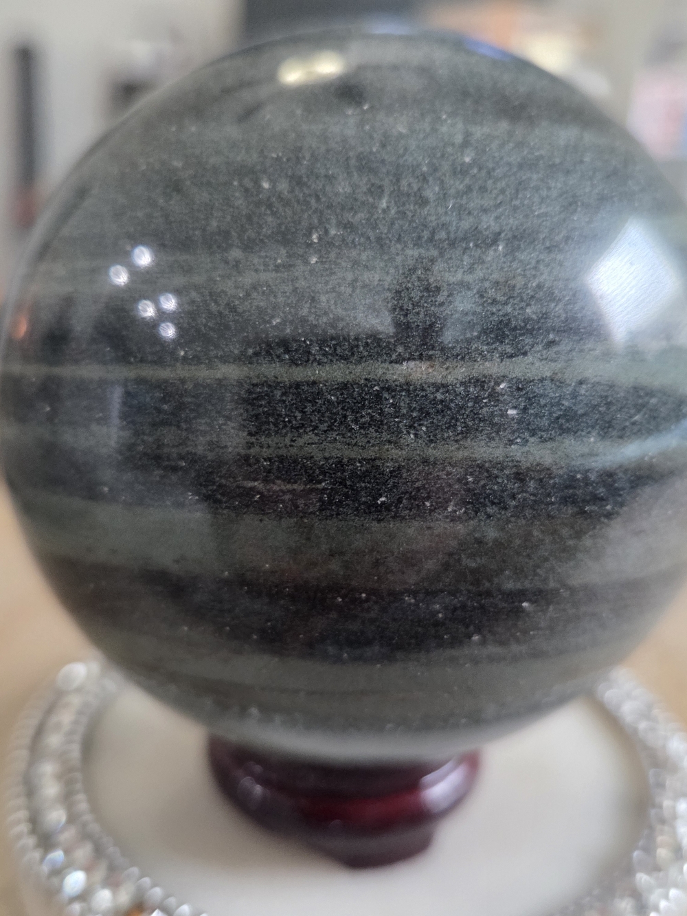 Natural Tibetan Jade Medicine King Stone Crystal Orb Sphere New #5 - Picture 4 of 6
